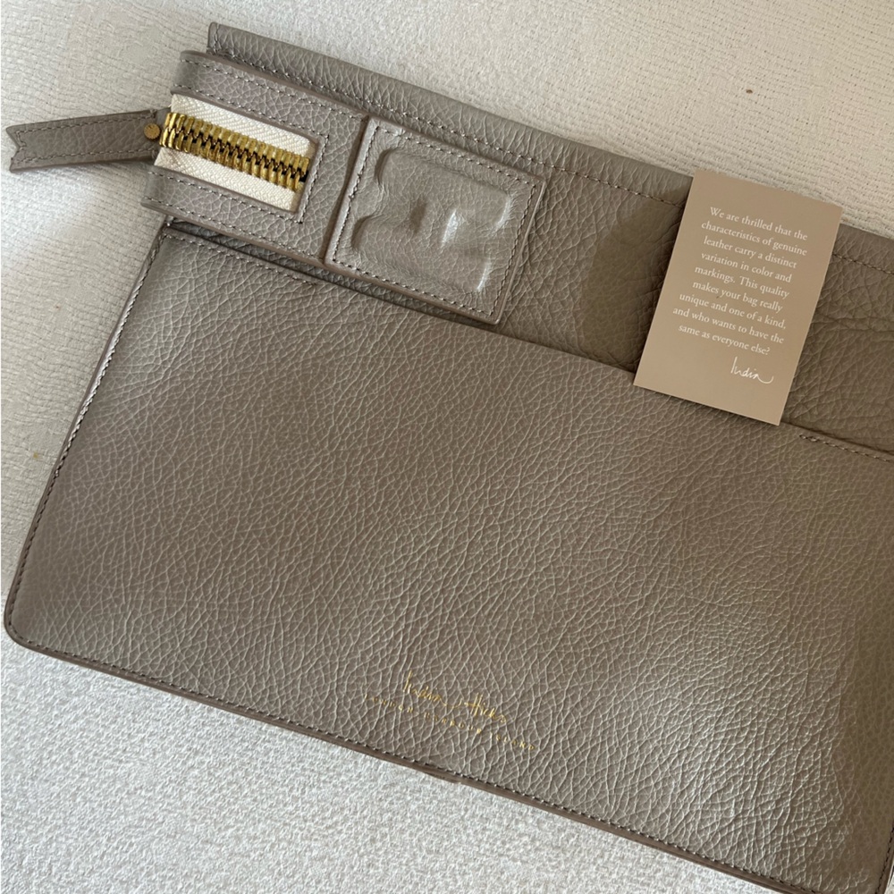India Hicks Gray Leather Clutch